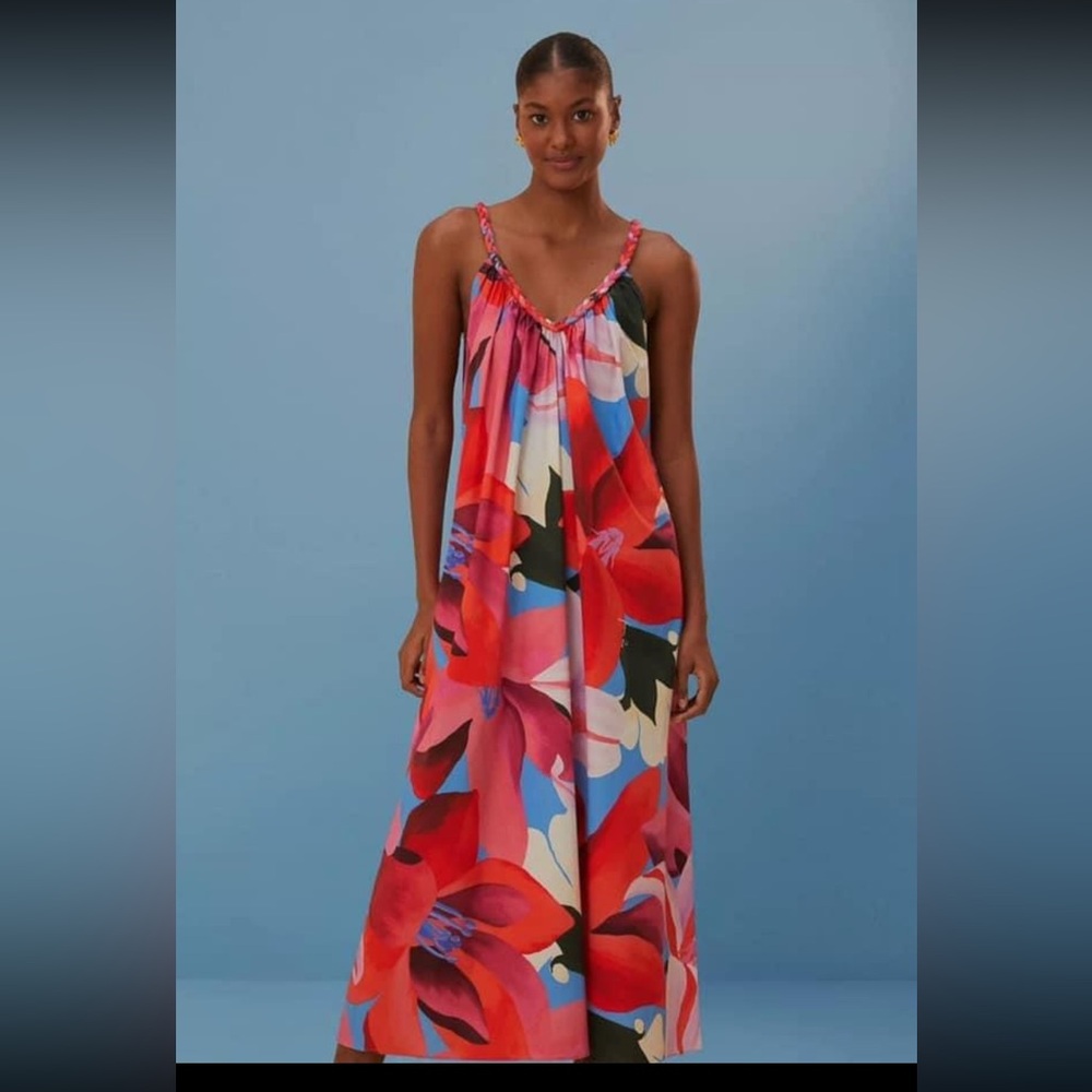 Farm Rio festival halter maxi dress, tag was only removed try on Medium w belt